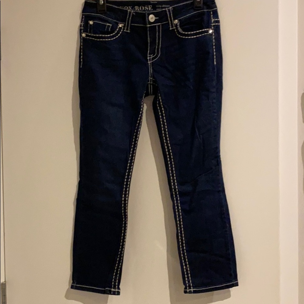 Dark blue Capris with jewels